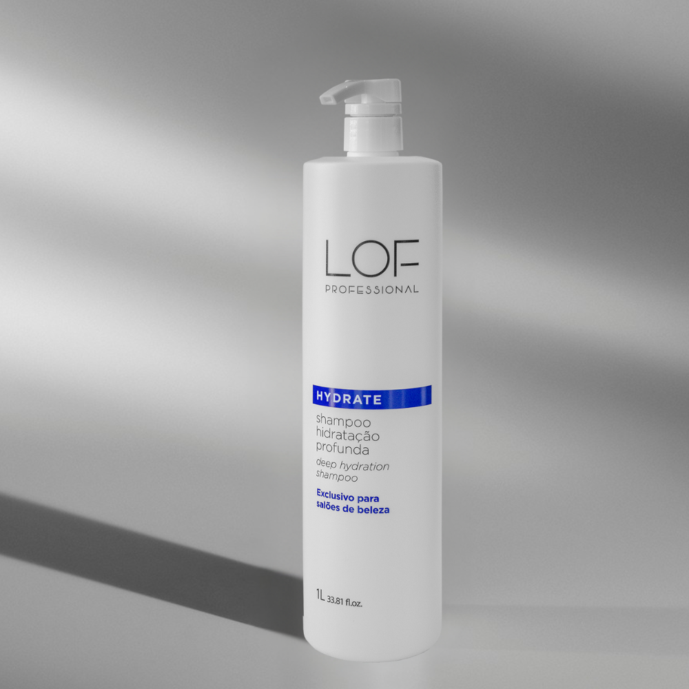 Shampoo Hydrate 1L LOF Professional - hidratação anti-ressecamento em formato profissional para salões