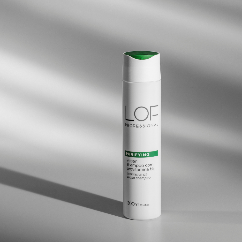 Shampoo Purifying Vegan 300ml LOF Professional - limpeza profunda 100% vegana sem sulfatos agressivos