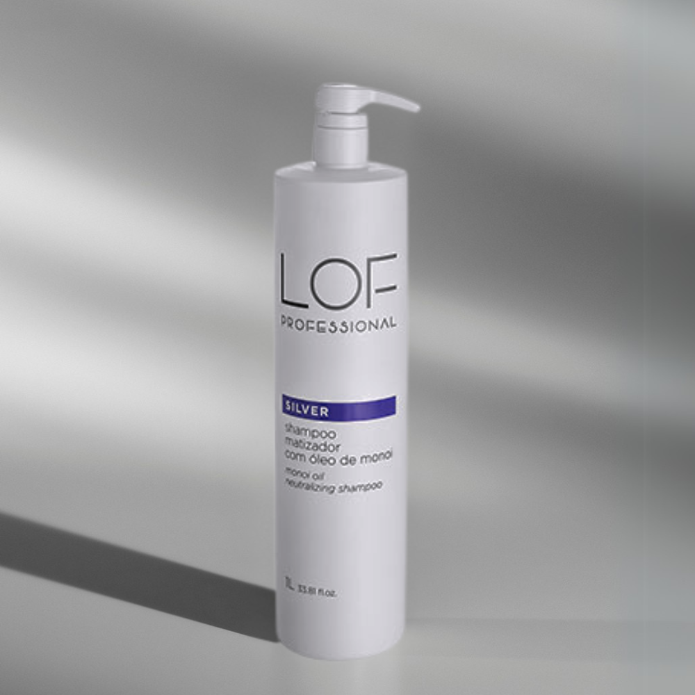 Shampoo Matizador Silver 1L LOF Professional - matização anti-amarelo em formato profissional para salões