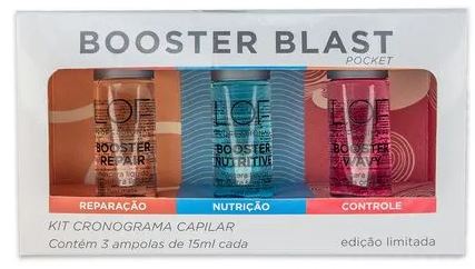 Kit Cronograma Capilar Booster Blast LOF Professional - 3 ampolas 15ml Nutritive, Repair e Wavy para tratamento intensivo completo