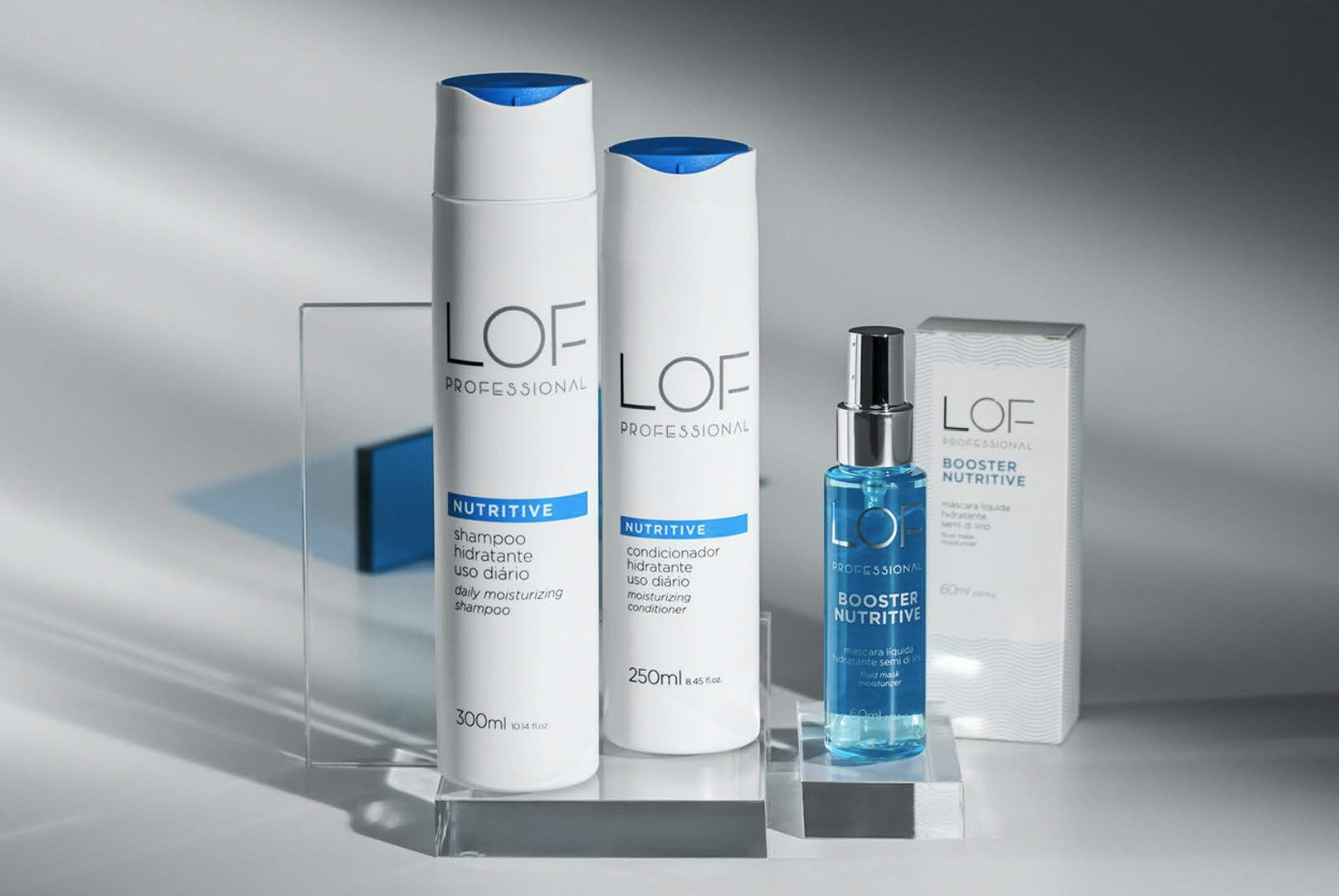Kit Nutrição Profunda LOF Professional - shampoo, condicionador e Booster Nutritive para cronograma completo