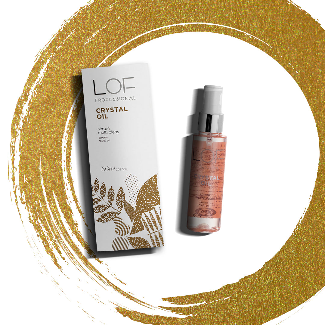 Sérum Crystal Oil LOF - finalizador multiusos com proteção térmica e brilho intenso